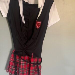 Black and Red Plaid Schoolgirl Costume Halloween